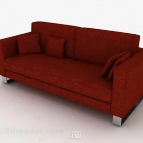 Red Fabric Living Room Sofa Furniture 3d model