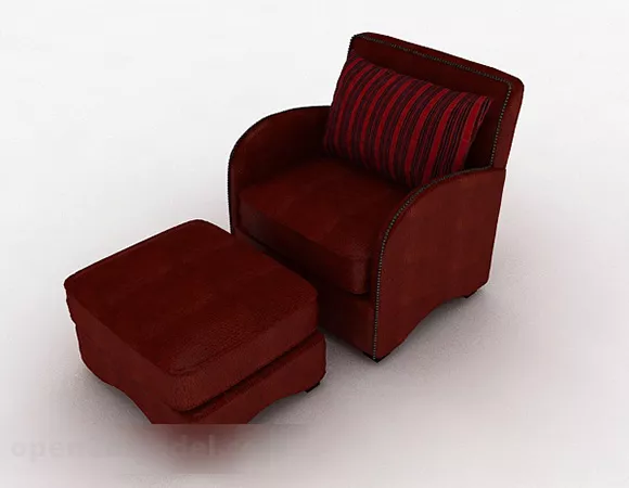 Red Minimalist Sofa Chair With Ottoman 3d model Red Minimalist Sofa Chair With Ottoman 3d model