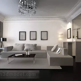Modern Living Room Furniture Interior V5 3d model