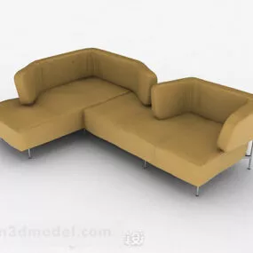 Brown Minimalist Multi-seats Sofa Furniture V1 3d model