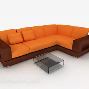 Orange Multi-seats Sofa Furniture V1 3d model