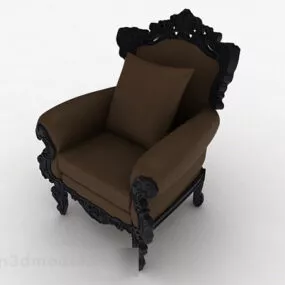 European Retro Brown Sofa Chair Furniture 3d model