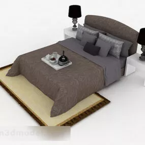 Brown Home Double Bed Furniture 3d model