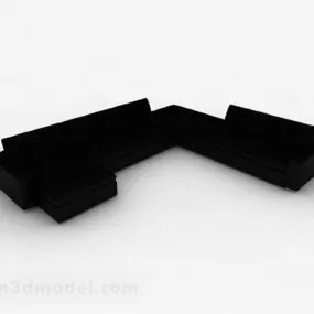 Black Multi-seats Sofa Furniture V4 3d model
