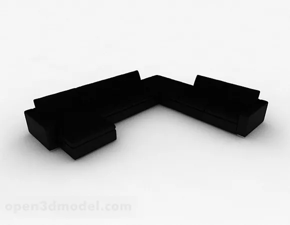 Black Multi-seats Sofa Furniture V4 3d model Black Multi-seats Sofa Furniture V4 3d model