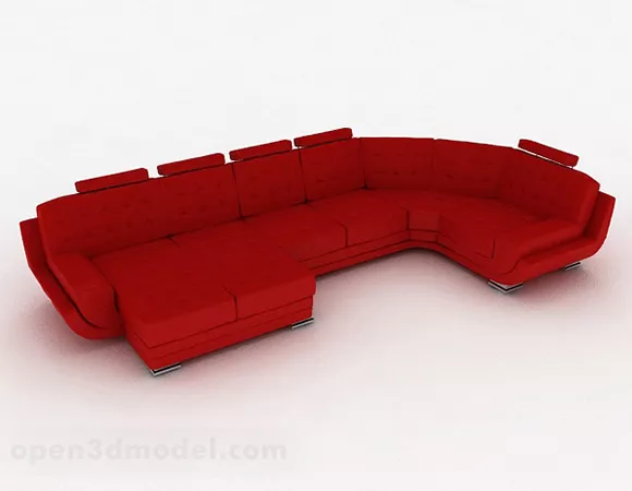 Red Multi-seats Sofa Furniture V2 3d model Red Multi-seats Sofa Furniture V2 3d model