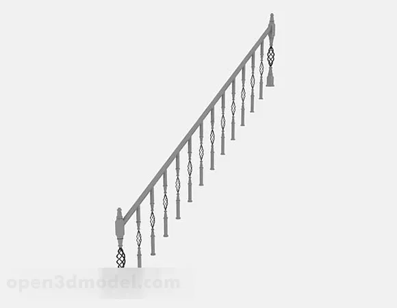 Entrance Stair With Steel Rails 3d model