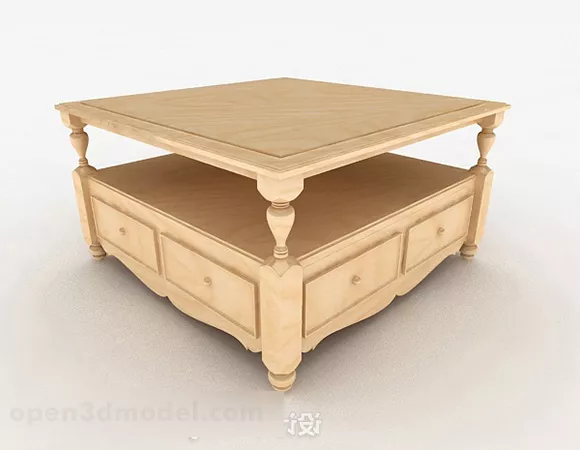 Yellow Wooden Coffee Table Furniture V2 3d model Yellow Wooden Coffee Table Furniture V2 3d model
