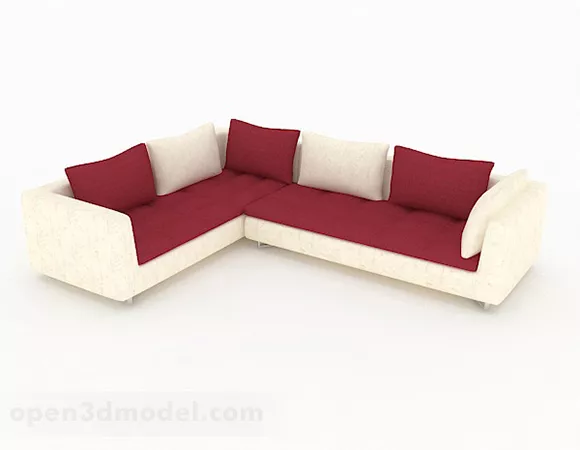 Red Multi-seats Sofa Furniture V3 3d model Red Multi-seats Sofa Furniture V3 3d model