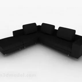 Black Multi-seats Sofa Furniture V6 3d model