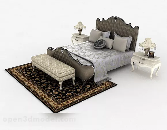 European Style Home Double Bed Furniture 3d model European Style Home Double Bed Furniture 3d model