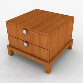 Brown Wooden Bedside Table Furniture V2 3d model