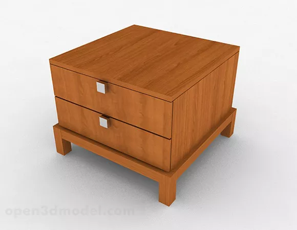 Brown Wooden Bedside Table Furniture V2 3d model Brown Wooden Bedside Table Furniture V2 3d model