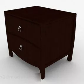 Brown Wooden Bedside Table Furniture V3 3d model