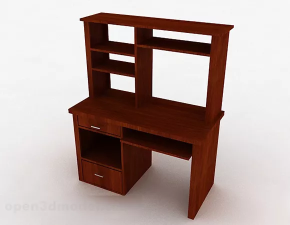Brown Wooden Study Desk 3d model Brown Wooden Study Desk 3d model