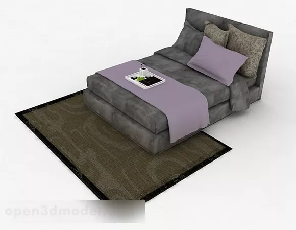 Gray Double Bed Design 3d model Gray Double Bed Design 3d model