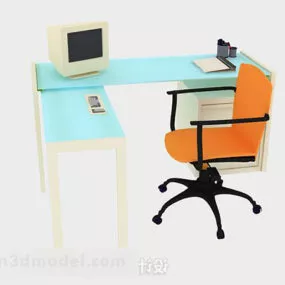 Simple Desk And Chair Combination Design 3d model