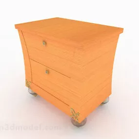 Yellow Wooden Bedside Table Design 3d model