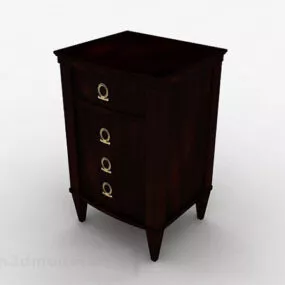 Brown Wooden Bedside Table Design V2 3d model