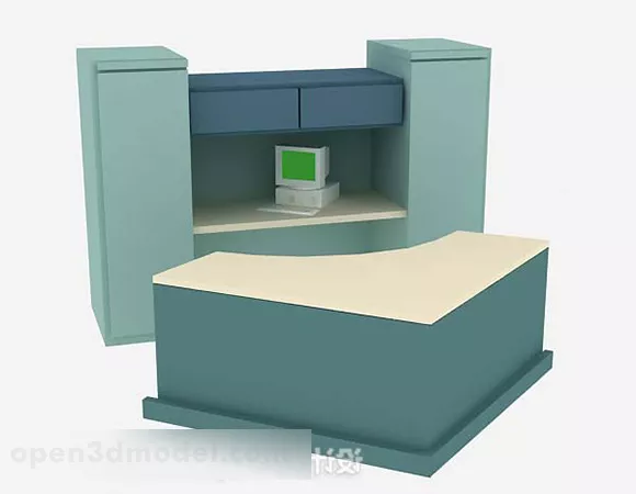Blue Office Desk Design 3d model Blue Office Desk Design 3d model