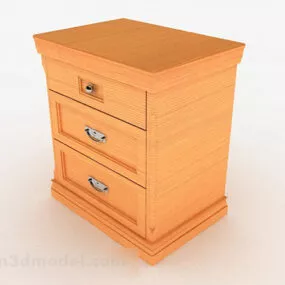 Yellow Wooden Bedside Table Design V1 3d model