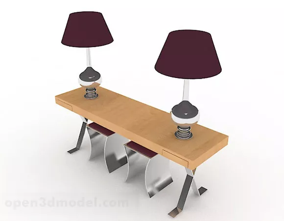 Wooden Coffee Table With Lamp 3d model Wooden Coffee Table With Lamp 3d model