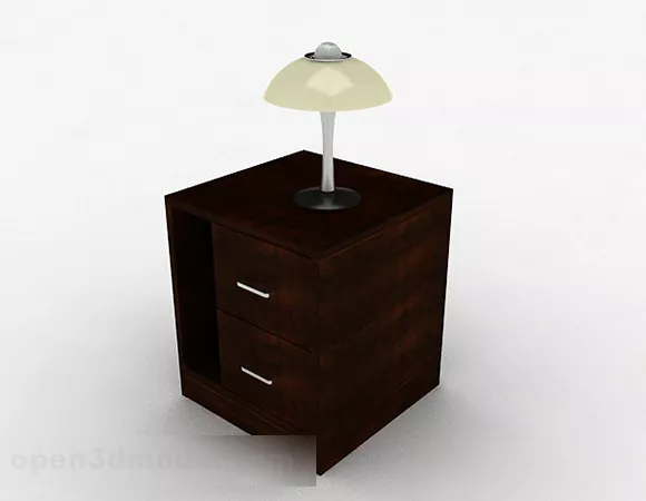 Simple Bedside Table With Lamp 3d model Simple Bedside Table With Lamp 3d model