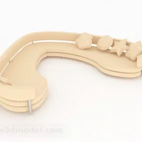 Yellow Casual Curved Sofa 3d model