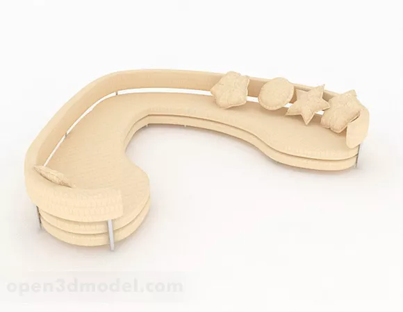 Yellow Casual Curved Sofa 3d model Yellow Casual Curved Sofa 3d model