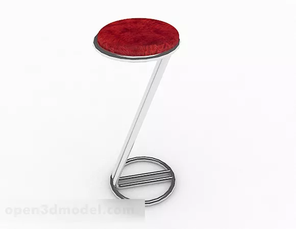 Red Pad Top Stool 3d model Red Pad Top Stool 3d model