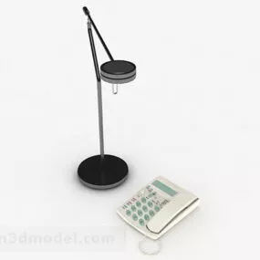 White Vintage Phone With Lamp 3d model