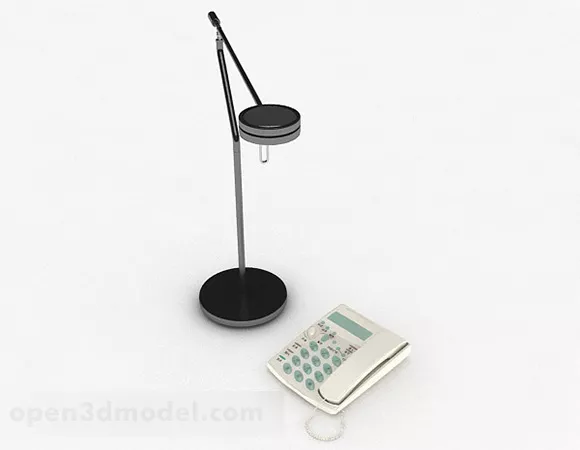 White Vintage Phone With Lamp 3d model White Vintage Phone With Lamp 3d model