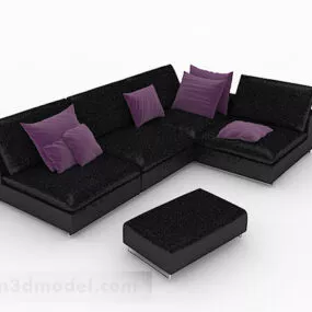 Black Casual Corner Sofa 3d model