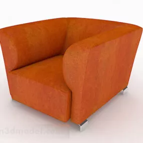 Orange Fabric Home Single Sofa 3d model
