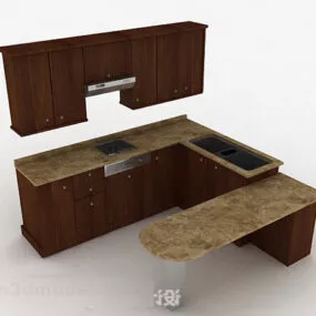 Brown Wooden Cabinet Set Design 3d model