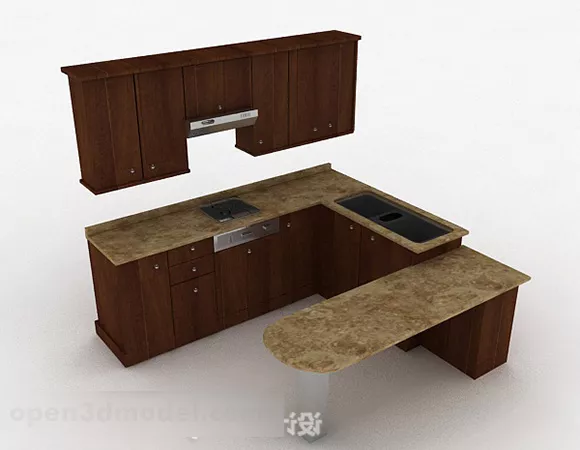 Brown Wooden Cabinet Set Design 3d model Brown Wooden Cabinet Set Design 3d model