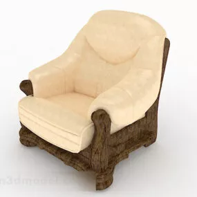 Yellow Wooden Single Sofa Design 3d model
