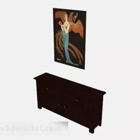 Wooden Brown Office Cabinet Design 3d model