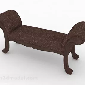 European Brown Sofa Bench Design 3d model
