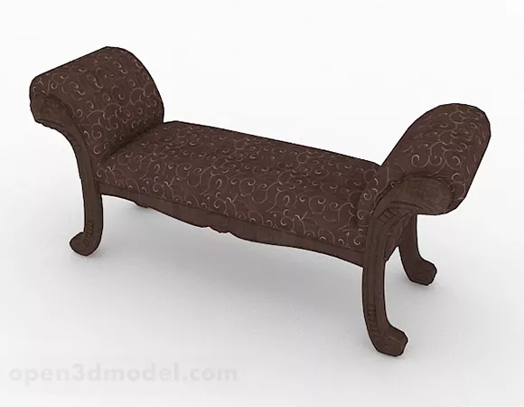 European Brown Sofa Bench Design 3d model European Brown Sofa Bench Design 3d model