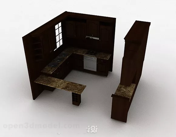 Brown Wooden Cabinet Set Design V1 3d model Brown Wooden Cabinet Set Design V1 3d model