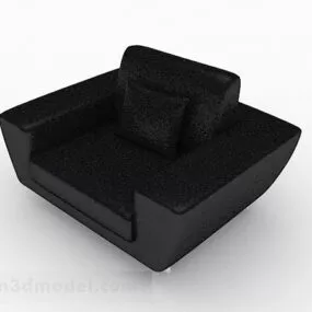 Black Leather Minimalist Single Sofa 3d model