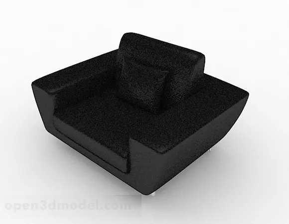 Black Leather Minimalist Single Sofa 3d model Black Leather Minimalist Single Sofa 3d model