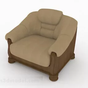 Brown Fabric Home Single Armchair 3d model