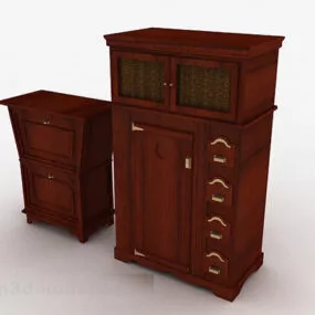 Wooden Brown Classic Office Cabinet 3d model