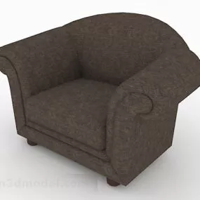 Brown Fabric Home Single Armchair V1 3d model