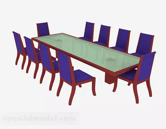 Conference Room Set With Table And Chairs 3d model
