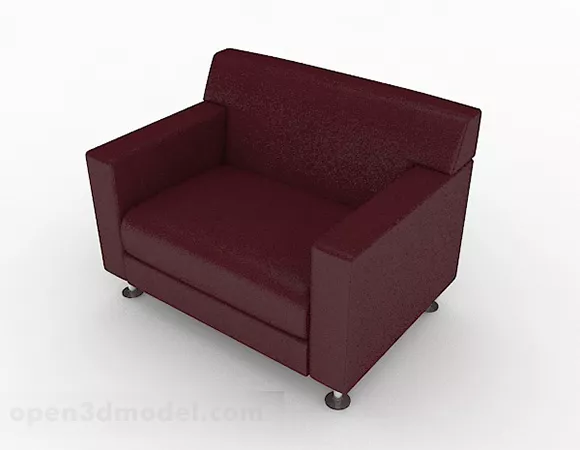 Dark Red Minimalist Single Sofa 3d model Dark Red Minimalist Single Sofa 3d model