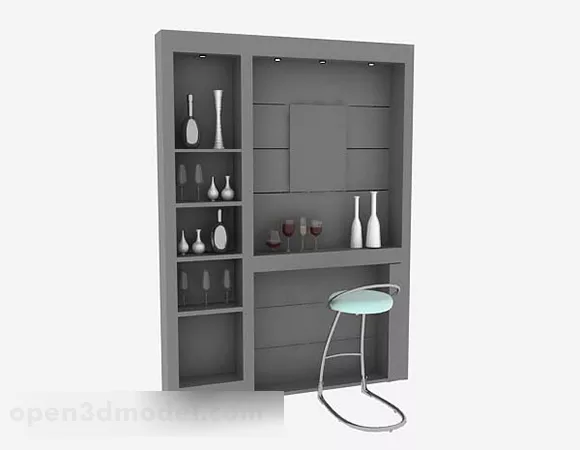 Gray Paint Home Display Cabinet 3d model Gray Paint Home Display Cabinet 3d model