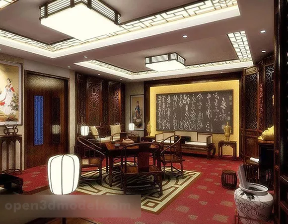 Chinese Style House Design Interior 3d model Chinese Style House Design Interior 3d model